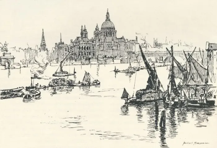 Framed Print : From Waterloo Bridge, 1873, (1894). Artist: Herbert Menzies Marshall Framed Print : From Waterloo Bridge, 1873, (1894). Artist: Herbert Menzies Marshall