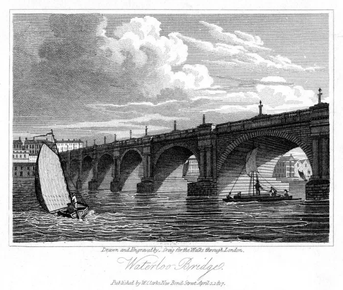 Framed Print : Waterloo Bridge, London, 1817. Artist: J Greig