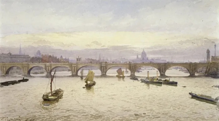 Framed Print : Waterloo Bridge, London, 1888. Artist: John Crowther Framed Print : Waterloo Bridge, London, 1888. Artist: John Crowther