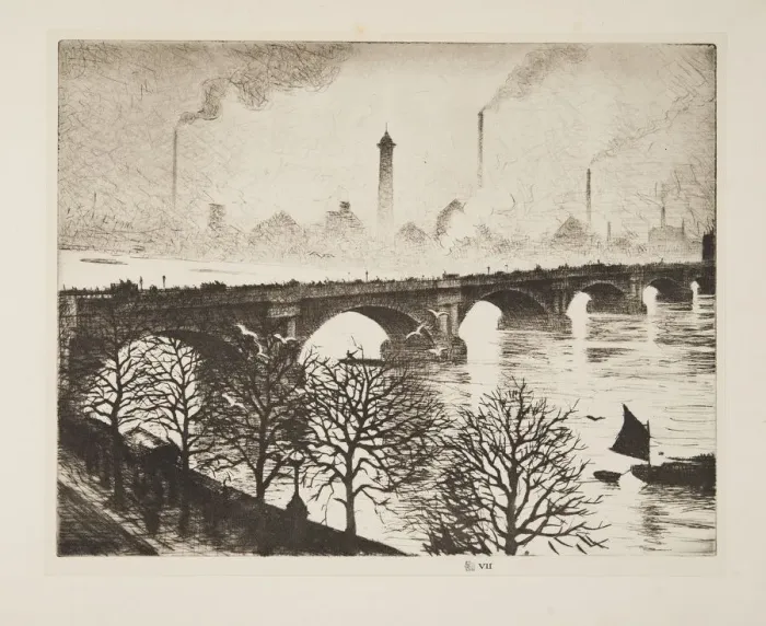 Framed Print : Waterloo Bridge from a Savoy Window, pub. 1925. Creator: Christopher Richard Wynne Nevinson Framed Print : Waterloo Bridge from a Savoy Window, pub. 1925. Creator: Christopher Richard Wynne Nevinson