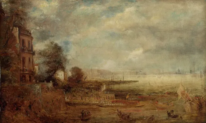 Framed Print : Waterloo Bridge Seen From Whitehall Stairs, c1829. Creator: John Constable Framed Print : Waterloo Bridge Seen From Whitehall Stairs, c1829. Creator: John Constable