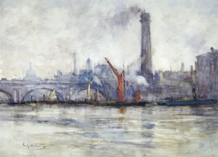 Framed Print : Waterloo Bridge and St Pauls from the Embankment, c1875-1934 Framed Print : Waterloo Bridge and St Pauls from the Embankment, c1875-1934