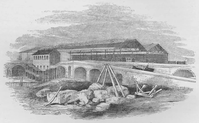 Framed Print : Waterloo Railway Station, as it appeared when first built, c1848, (1912)