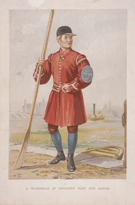 Framed Print : Waterman in Doggetts coat and badge, (c1860?) Framed Print : Waterman in Doggetts coat and badge, (c1860?)