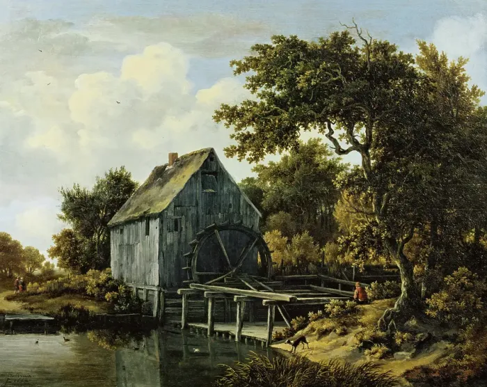 Framed Print : The Watermill, 1662. Creator: Meindert Hobbema Framed Print : The Watermill, 1662. Creator: Meindert Hobbema