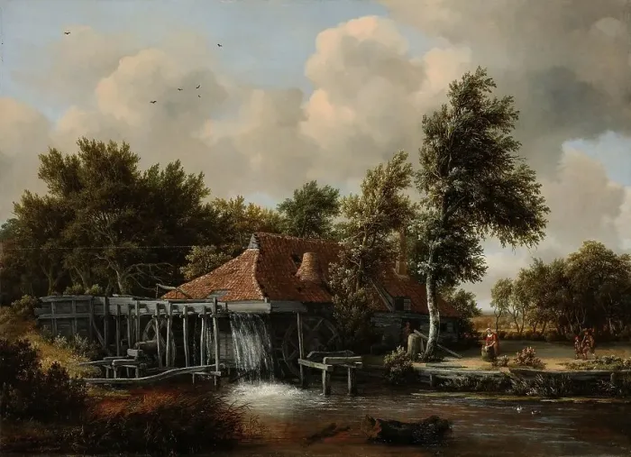 Framed Print : A Watermill, c.1664. Creator: Meindert Hobbema Framed Print : A Watermill, c.1664. Creator: Meindert Hobbema
