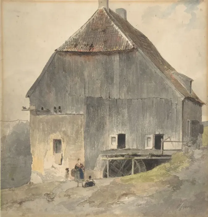 Framed Print : Watermill, ca. 1870. Creator: Ernst Erwin Oehme Framed Print : Watermill, ca. 1870. Creator: Ernst Erwin Oehme