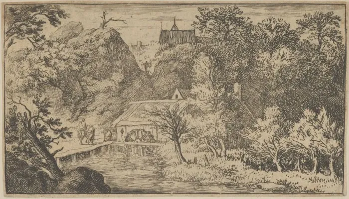 Framed Print : The Watermill at the Foot of the Mountain, 17th century. Creator: Allart van Everdingen Framed Print : The Watermill at the Foot of the Mountain, 17th century. Creator: Allart van Everdingen