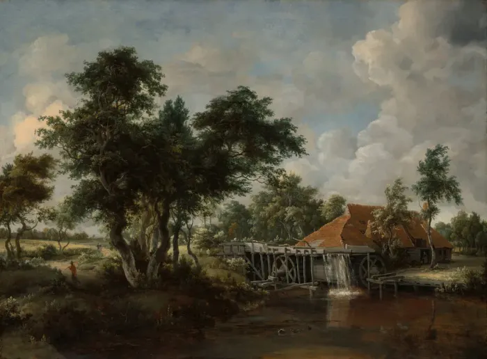 Framed Print : The Watermill with the Great Red Roof, 1662 / 65. Creator: Meindert Hobbema Framed Print : The Watermill with the Great Red Roof, 1662 / 65. Creator: Meindert Hobbema