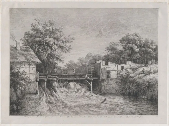 Framed Print : The Watermill, after a painting by Ruisdael, 1782. Creator: Jean-Jacques de Boissieu Framed Print : The Watermill, after a painting by Ruisdael, 1782. Creator: Jean-Jacques de Boissieu