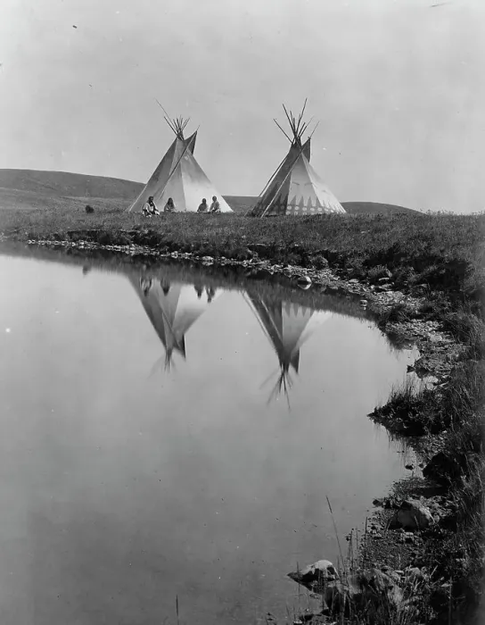Framed Print : At the water's edge-Piegan, c1910. Creator: Edward Sheriff Curtis Framed Print : At the water's edge-Piegan, c1910. Creator: Edward Sheriff Curtis