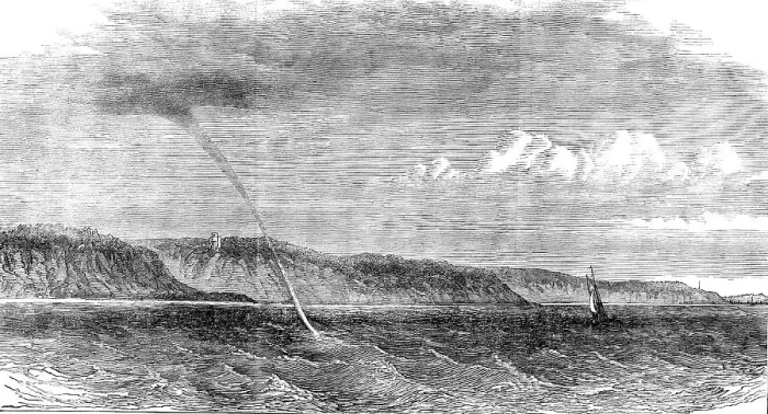 Framed Print : Waterspout seen between Bournemouth and Poole, 1871. Creator: Unknown Framed Print : Waterspout seen between Bournemouth and Poole, 1871. Creator: Unknown
