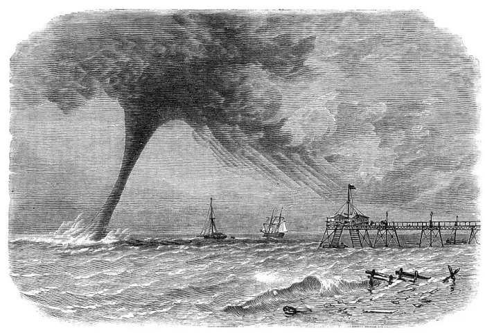 Framed Print : Waterspout seen off Worthing on Sunday, August 21, 1864. Creator: Unknown Framed Print : Waterspout seen off Worthing on Sunday, August 21, 1864. Creator: Unknown