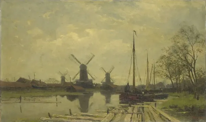 Framed Print : Waterway near the Baarsjes, Amsterdam, c.1880-c.1901. Creator: Jan Hillebrand Wijsmuller Framed Print : Waterway near the Baarsjes, Amsterdam, c.1880-c.1901. Creator: Jan Hillebrand Wijsmuller