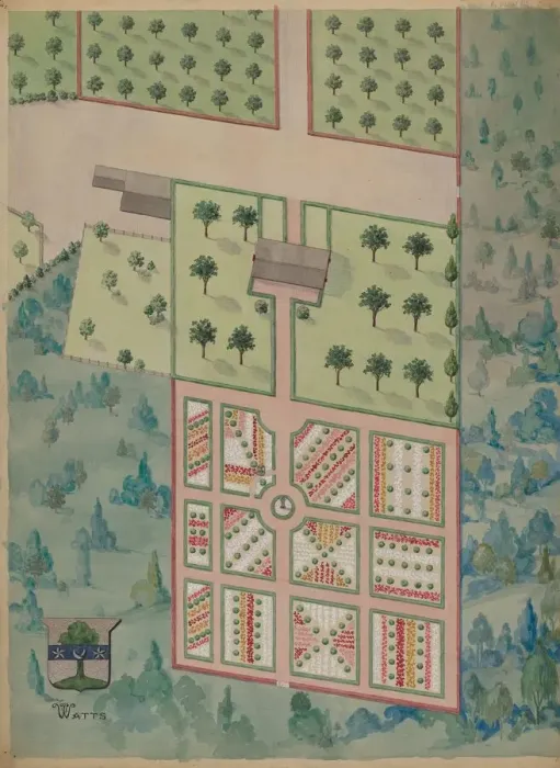 Framed Print : Watts Estate and Garden, c. 1936. Creator: Helen Miller Framed Print : Watts Estate and Garden, c. 1936. Creator: Helen Miller