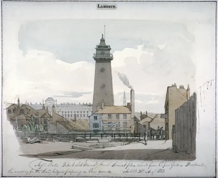 Framed Print : Watts Shot Tower, Lambeth, London, 1813 Framed Print : Watts Shot Tower, Lambeth, London, 1813