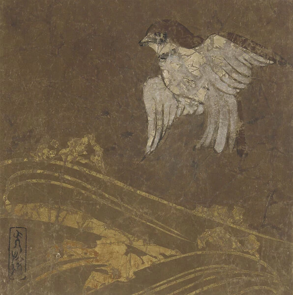 Waves and bird, Edo period, late 16th-early 17th century. Creator: Hon'ami Koetsu