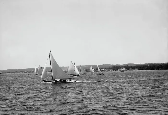 Framed Print : Wawa, start of 30s, N.Y.Y.C. [New York Yacht Club], 1896 June 11. Creator: Johns Johnston