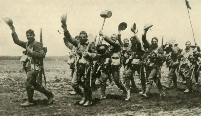 Framed Print : On their Way to Battle, First World War, c1916, (c1920). Creator: Unknown Framed Print : On their Way to Battle, First World War, c1916, (c1920). Creator: Unknown