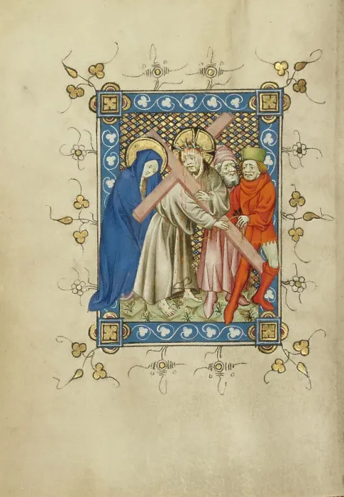 Framed Print : The Way to Calvary; Book of Hours, about 1405-1410. Creator: Masters of Dirc van Delf Framed Print : The Way to Calvary; Book of Hours, about 1405-1410. Creator: Masters of Dirc van Delf