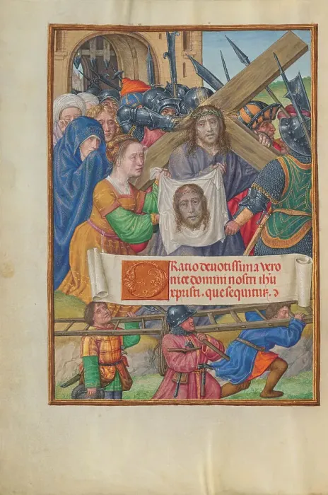 Framed Print : The Way to Calvary and Saint Veronica with the Sudarium; Spinola Hours, about 1510-1520. Creator: Master of James IV of Scotland Framed Print : The Way to Calvary and Saint Veronica with the Sudarium; Spinola Hours, about 1510-1520. Creator: Master of James IV of Scotland