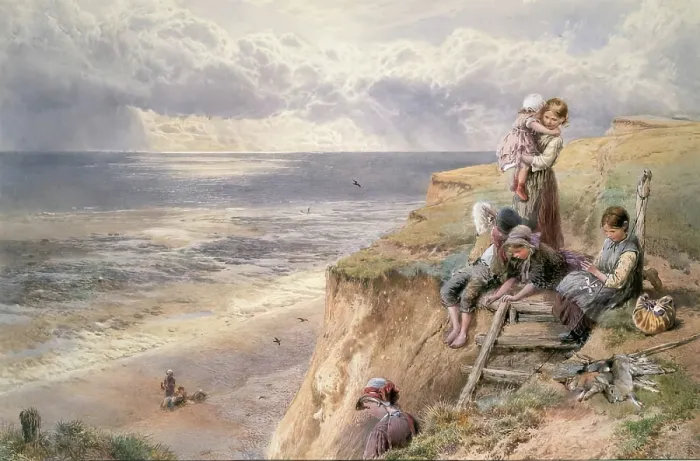 Framed Print : The Way Down The Cliff, 1867. Creator: Birket Foster Framed Print : The Way Down The Cliff, 1867. Creator: Birket Foster