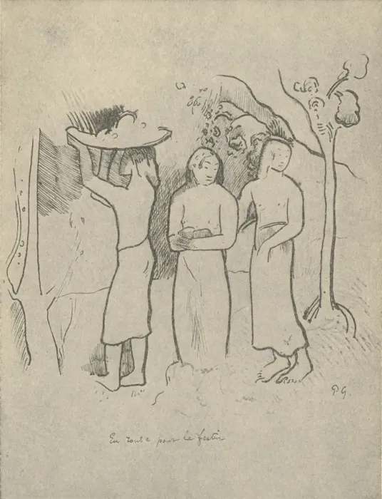Framed Print : On the Way to the Feast, 1936. Artist: Paul Gauguin