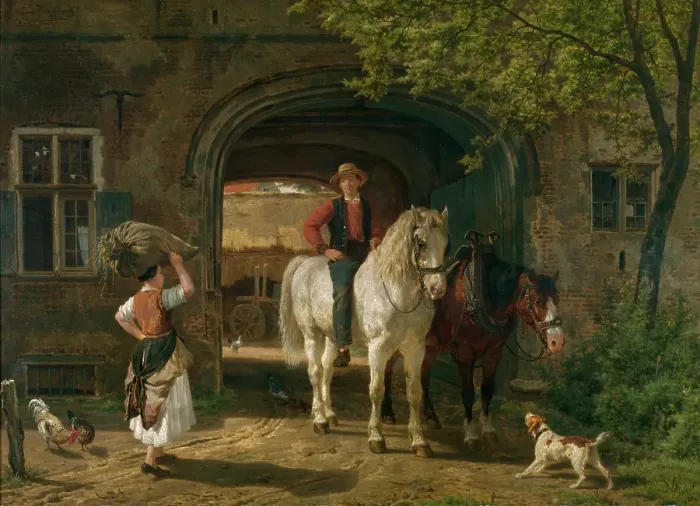Framed Print : On their Way to the Field, 1870. Creator: Jean Louis Van Kuyck Framed Print : On their Way to the Field, 1870. Creator: Jean Louis Van Kuyck