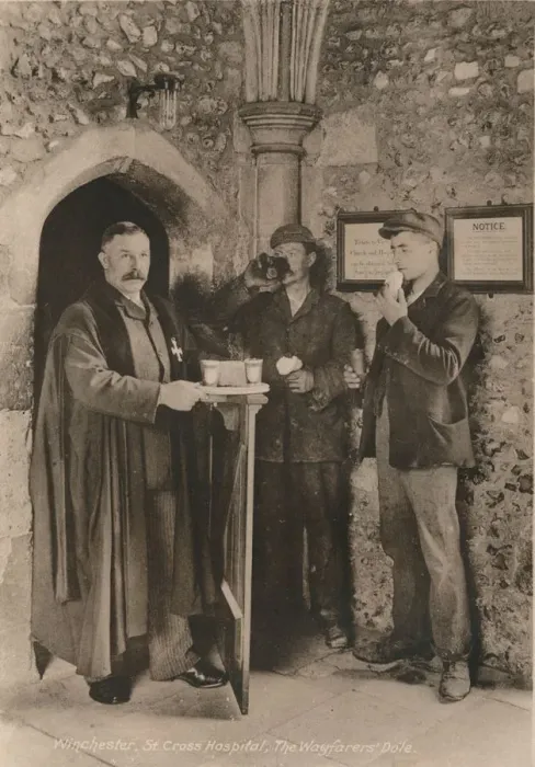 Framed Print : The Wayfarers Dole, Hospital of St Cross, Winchester, Hampshire, early 20th century(?) Framed Print : The Wayfarers Dole, Hospital of St Cross, Winchester, Hampshire, early 20th century(?)