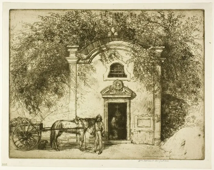 Framed Print : A Wayside Chapel, 1912. Creator: Donald Shaw MacLaughlan Framed Print : A Wayside Chapel, 1912. Creator: Donald Shaw MacLaughlan