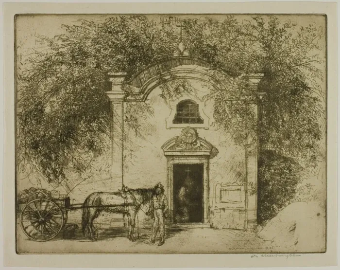 Framed Print : A Wayside Chapel, 1912. Creator: Donald Shaw MacLaughlan Framed Print : A Wayside Chapel, 1912. Creator: Donald Shaw MacLaughlan