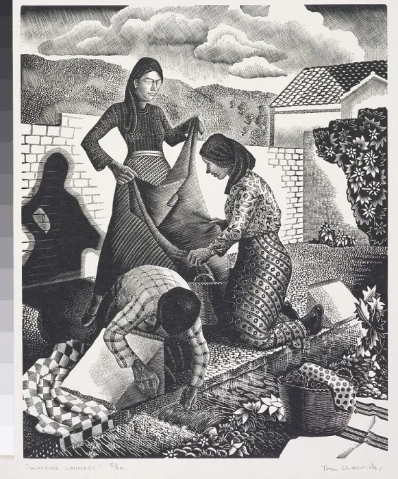 Framed Print : Wayside laundry, 1930s. Creator: Tom Chadwick Framed Print : Wayside laundry, 1930s. Creator: Tom Chadwick