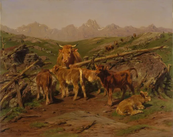 Framed Print : Weaning the Calves, 1879. Creator: Rosa Bonheur Framed Print : Weaning the Calves, 1879. Creator: Rosa Bonheur
