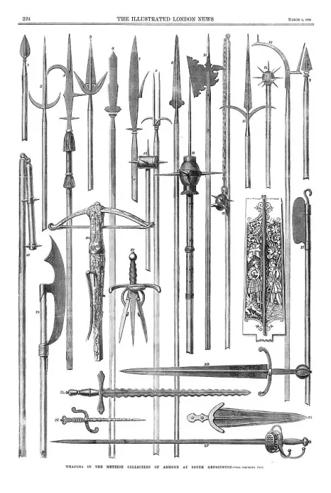 Framed Print : Weapons in the Meyrick Collection of armour at South Kensington, 1869. Creator: Unknown Framed Print : Weapons in the Meyrick Collection of armour at South Kensington, 1869. Creator: Unknown