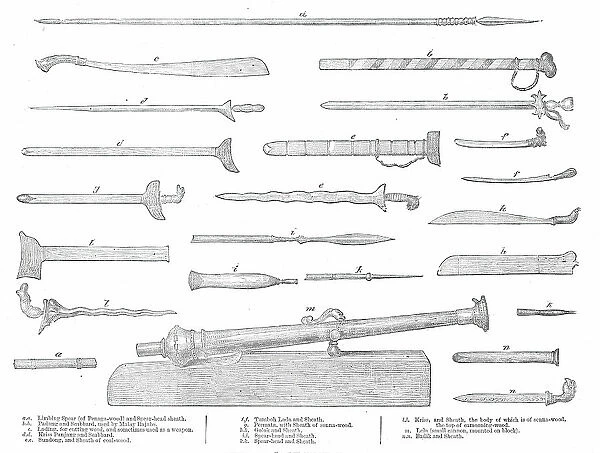 Weapons used by the Malays of Perak, 1876. Creator: Unknown