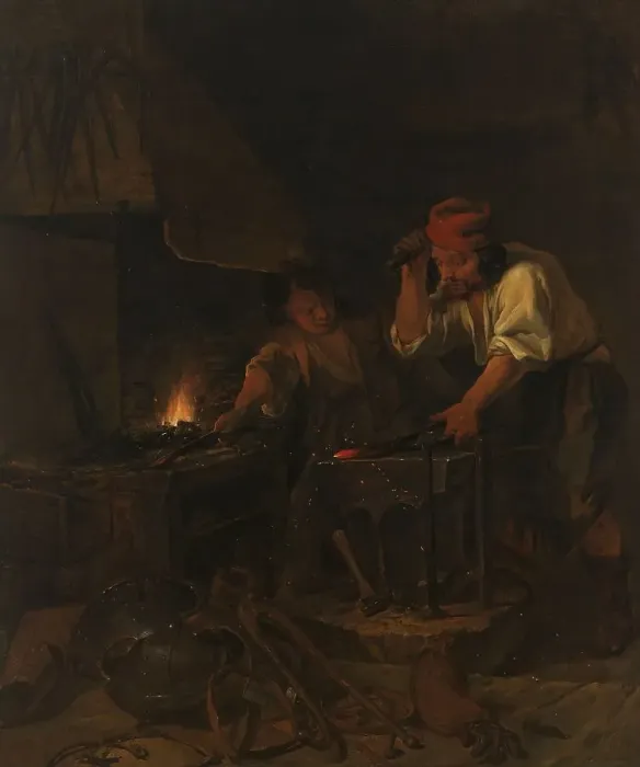 Framed Print : The Weaponsmith, 1650-1660. Creator: Gabriel Metsu Framed Print : The Weaponsmith, 1650-1660. Creator: Gabriel Metsu