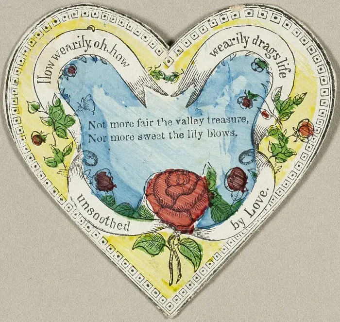 Framed Print : How Wearily, Oh, How Wearily Drags Life (valentine), c.1830. Creator: Unknown Framed Print : How Wearily, Oh, How Wearily Drags Life (valentine), c.1830. Creator: Unknown