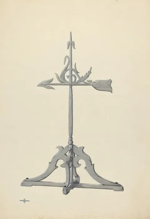 Framed Print : Weather Vane, c. 1936. Creator: Elmer Weise Framed Print : Weather Vane, c. 1936. Creator: Elmer Weise