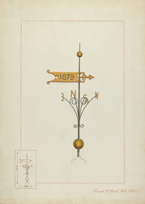 Framed Print : Weather Vane, c. 1937. Creator: Vincent P Rosel Framed Print : Weather Vane, c. 1937. Creator: Vincent P Rosel