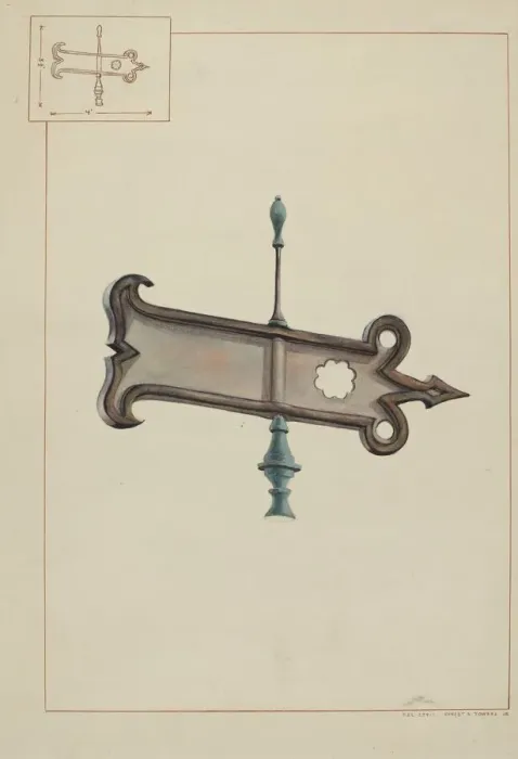 Framed Print : Weather Vane, c. 1938. Creator: Ernest A Towers Jr Framed Print : Weather Vane, c. 1938. Creator: Ernest A Towers Jr