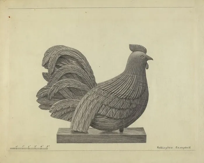 Framed Print : Weather Vane - Cock, 1935 / 1942. Creator: Rollington Campbell Framed Print : Weather Vane - Cock, 1935 / 1942. Creator: Rollington Campbell
