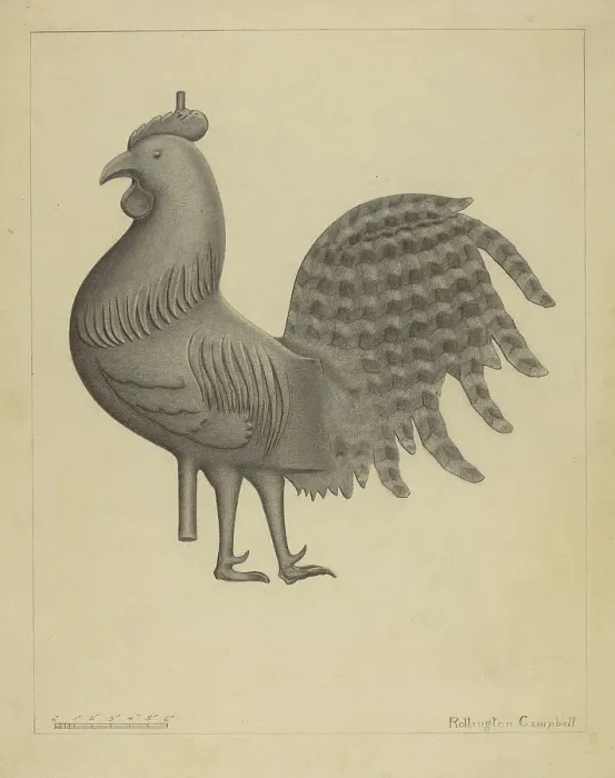 Framed Print : Weather Vane - Cock, 1935 / 1942. Creator: Rollington Campbell Framed Print : Weather Vane - Cock, 1935 / 1942. Creator: Rollington Campbell