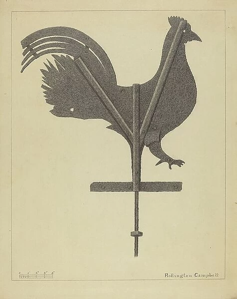 Weather Vane - Cock, c. 1936. Creator: Rollington Campbell