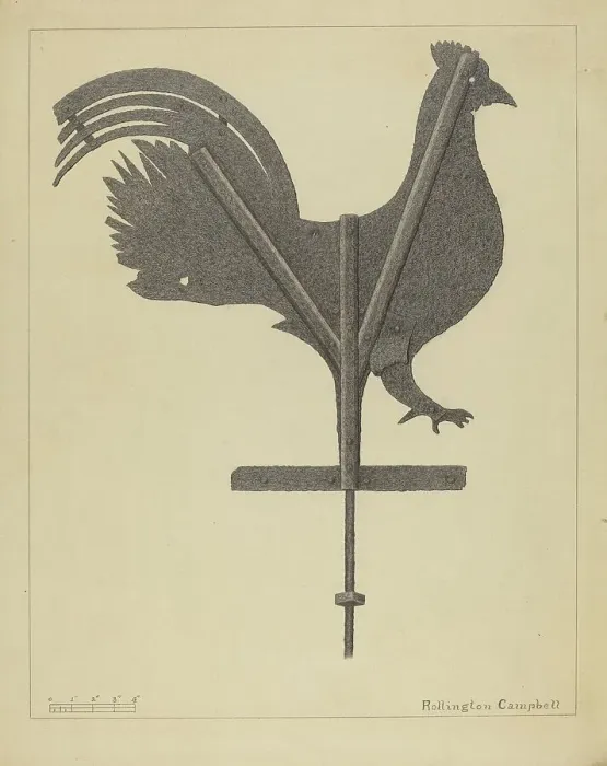 Framed Print : Weather Vane - Cock, c. 1936. Creator: Rollington Campbell Framed Print : Weather Vane - Cock, c. 1936. Creator: Rollington Campbell