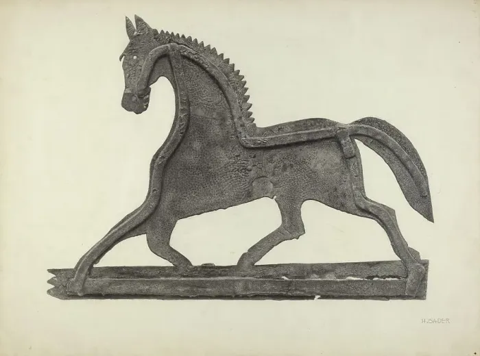 Framed Print : Weather Vane - Horse, c. 1939. Creator: Herman Bader Framed Print : Weather Vane - Horse, c. 1939. Creator: Herman Bader
