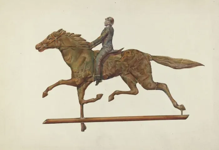 Framed Print : Weather Vane - Horse and Rider, 1937. Creator: Victor F Muollo Framed Print : Weather Vane - Horse and Rider, 1937. Creator: Victor F Muollo