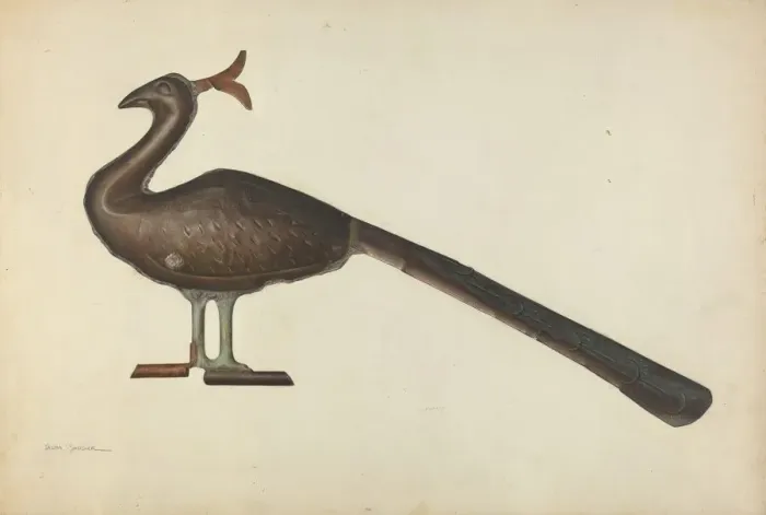 Framed Print : Weather Vane Peacock, c. 1939. Creator: Selma Sandler Framed Print : Weather Vane Peacock, c. 1939. Creator: Selma Sandler