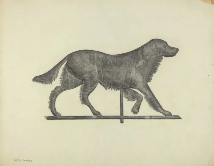 Framed Print : Weather Vane - Setter Dog, c. 1938. Creator: Gordon Sanborn Framed Print : Weather Vane - Setter Dog, c. 1938. Creator: Gordon Sanborn
