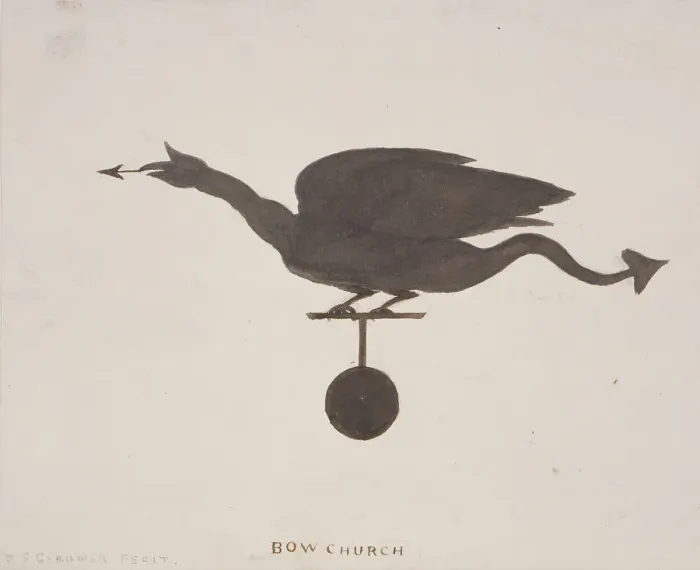 Framed Print : Weather vane from St Mary-le-Bow, London, c1850. Artist: JS Gardener Framed Print : Weather vane from St Mary-le-Bow, London, c1850. Artist: JS Gardener