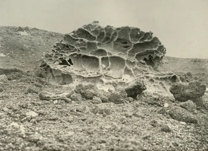 Framed Print : A Weathered Kenyte Boulder Near the Winter Quarters, c1908, (1909) Framed Print : A Weathered Kenyte Boulder Near the Winter Quarters, c1908, (1909)